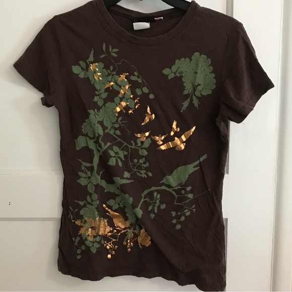 Vintage Tee With Foliage and Birds - Picture 3 of 4